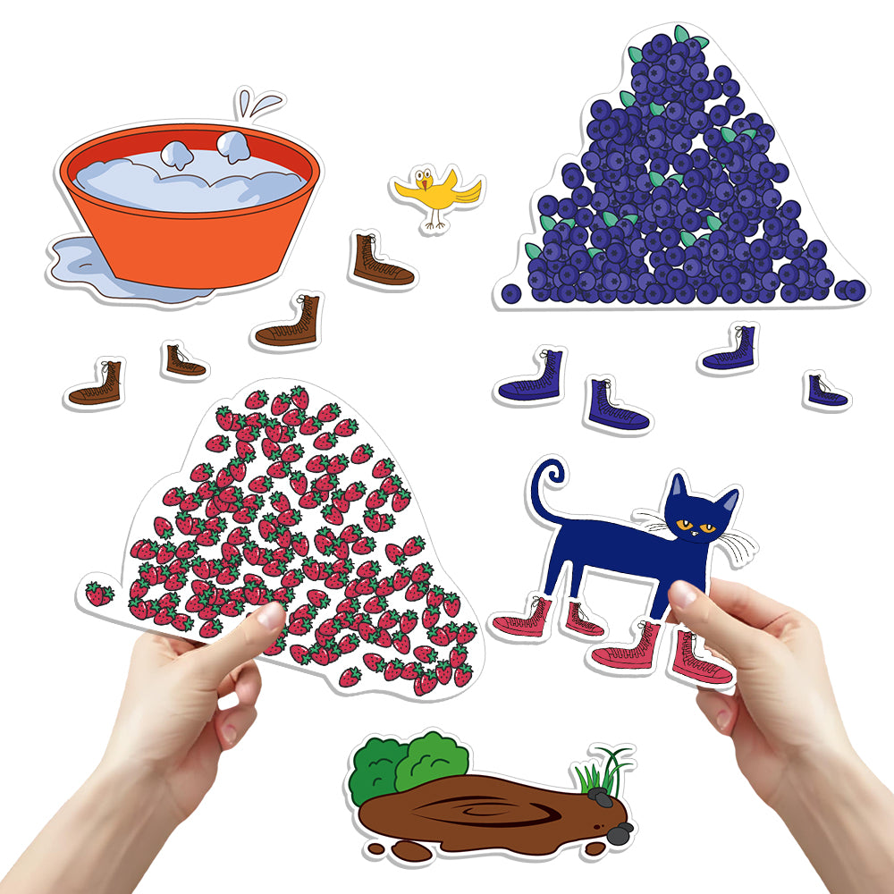 18Pcs Pete the Cat Felt Story Set, "I Love My White Shoes" Themed Interactive Teaching Aid for Ages 3+, Classroom & Homeschool Storytelling