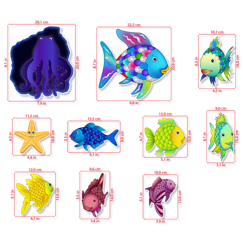 HOOJOJO The Rainbow Fish Felt Story Set, Ocean Animal & Scale Felt, Preschool Social Emotional Learning Aid for Kids Ages 3+