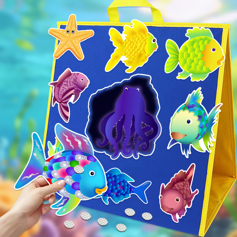 HOOJOJO The Rainbow Fish Felt Story Set, Ocean Animal & Scale Felt, Preschool Social Emotional Learning Aid for Kids Ages 3+