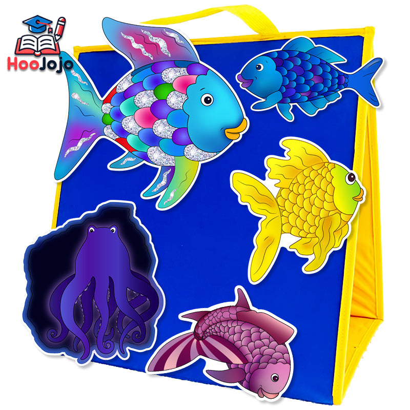HOOJOJO The Rainbow Fish Felt Story Set, Ocean Animal & Scale Felt, Preschool Social Emotional Learning Aid for Kids Ages 3+