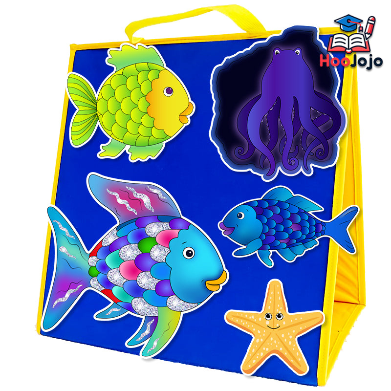 HOOJOJO The Rainbow Fish Felt Story Set, Ocean Animal & Scale Felt, Preschool Social Emotional Learning Aid for Kids Ages 3+