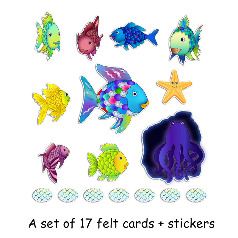 HOOJOJO The Rainbow Fish Felt Story Set, Ocean Animal & Scale Felt, Preschool Social Emotional Learning Aid for Kids Ages 3+