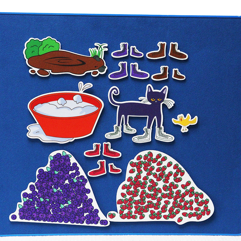 18Pcs Pete the Cat Felt Story Set, "I Love My White Shoes" Themed Interactive Teaching Aid for Ages 3+, Classroom & Homeschool Storytelling