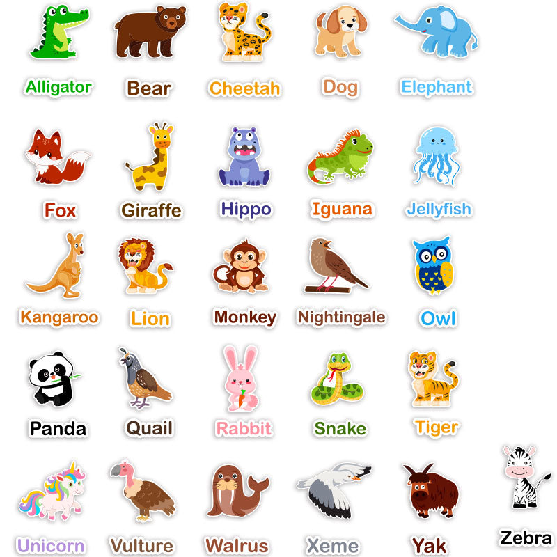 52 Pcs Alphabet A-Z Animal Felt Set - Montessori Educational Toys, Interactive Sorting & Word Matching Game for Preschool Classroom, Ages 3+
