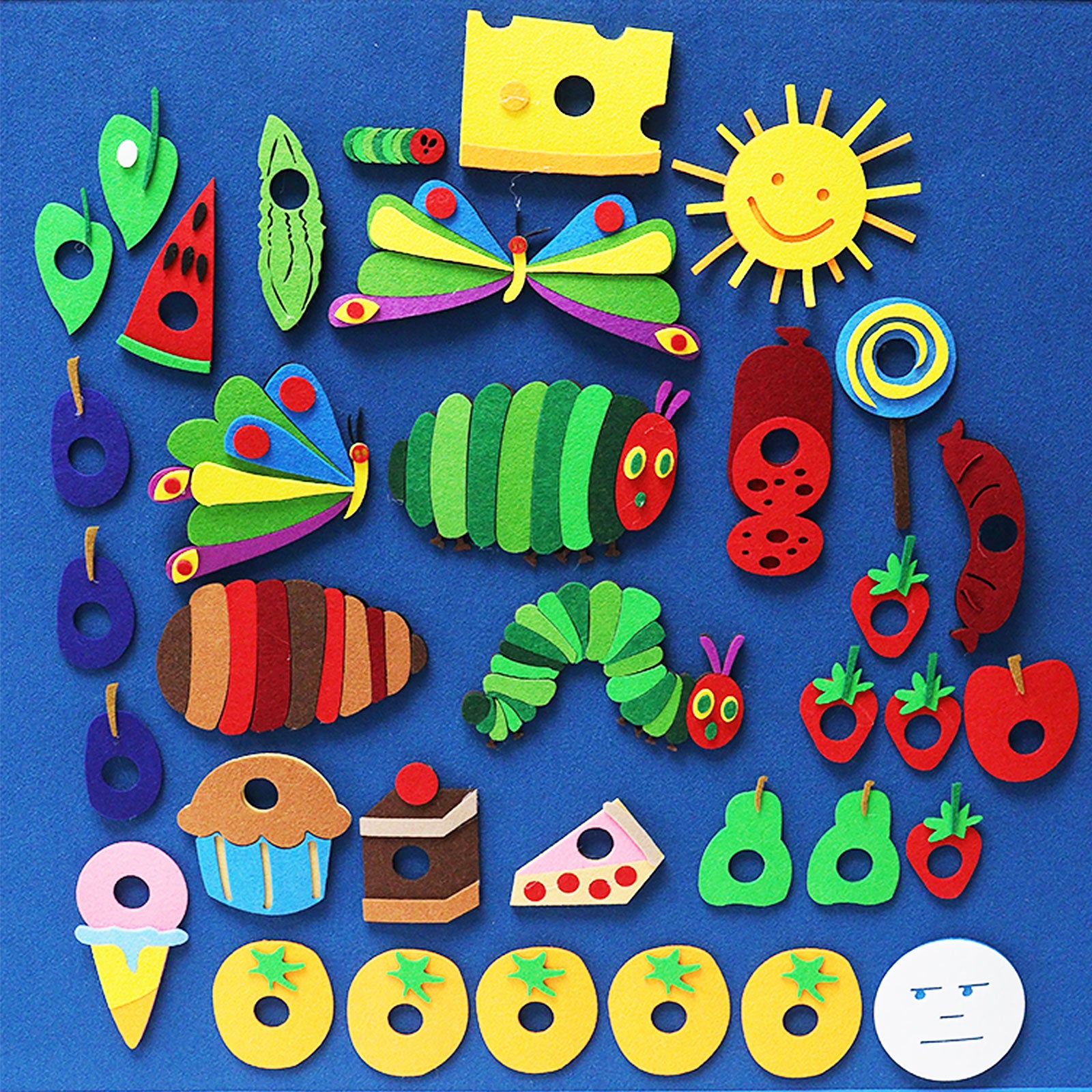 35Pcs The Very Hungry Caterpillar Felt Story Set, Story Telling Apron for Preschool Teachers, Interactive Classroom Dramatic Play & Early Learning Educational Toy